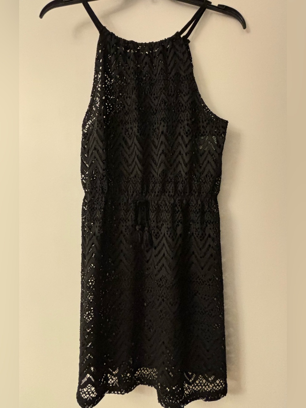 Girls’ Black Crochet Swim Coverup Dress, EUC